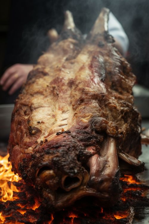 烧烤烤全羊美食摄影图 摄影图